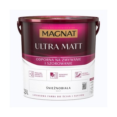 MAGNAT Ultra Matt 2,5L Farba Biała Lateksowa do ścian i sufitów  odporna na UV