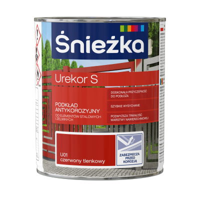 Śnieżka Urekor S 0,8L CZERWONY TLENKOWY unikor minia podkład antykorozyjny farba przeciw rdzy czerwona
