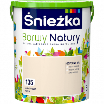 Śnieżka Barwy Natury 5L Jaśminowa Aleja 135 mat farba do wnętrz ścian sufitów emulsja
