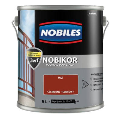 Nobikor 5L CZERWONY TLENKOWY unikor podkład minia farba antykorozyjna Nobiles emalia