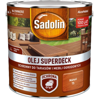 Sadolin Superdeck olej 2,5L MAHOŃ 75 do drewna tarasów mebli ogrodowych mat