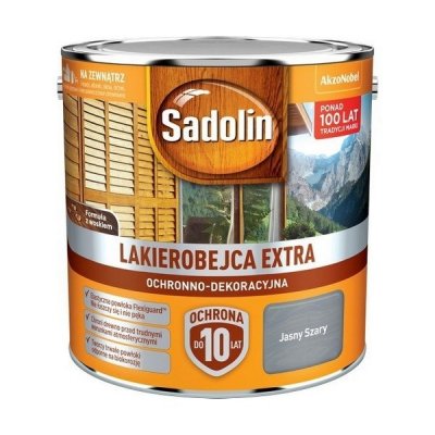 Sadolin Extra lakierobejca 2,5L SZARY JASNY PÓŁMAT do drewna fasad domków okien drzwi
