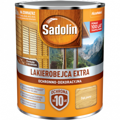 Sadolin Extra lakierobejca 0,75L DĄB JASNY 57 PÓŁMAT do drewna fasad domków okien drzwi