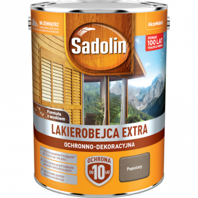 Sadolin Extra lakierobejca 5L POPIELATY szary PÓŁMAT do drewna fasad domków okien drzwi
