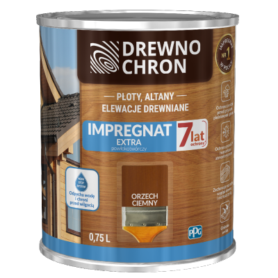 Drewnochron ORZECH CIEMNY 0,75L Impregnat Extra do drewna powłokotwórczy płotów altan elewacji