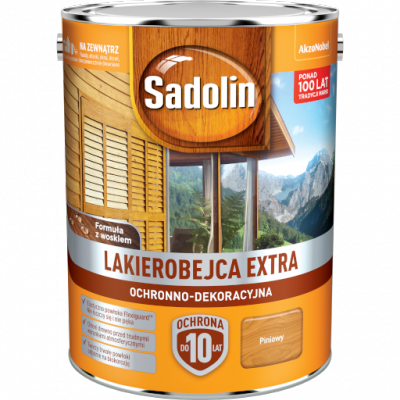 Sadolin Extra lakierobejca 5L PINIA PINIOWY 2 PÓŁMAT do drewna fasad domków okien drzwi