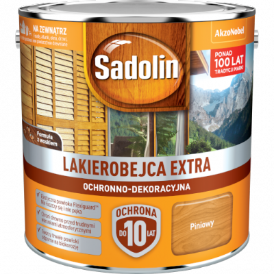 Sadolin Extra lakierobejca 2,5L PINIOWY PINIA 2 PÓŁMAT do drewna fasad domków okien drzwi