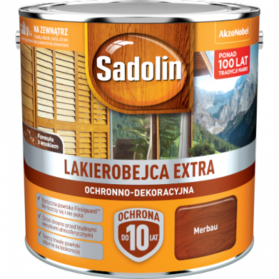 Sadolin Extra lakierobejca 2,5L MERBAU 40 PÓŁMAT do drewna fasad domków okien drzwi