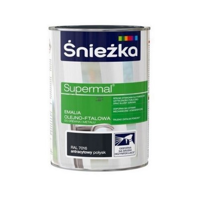 Śnieżka Olejna ANTRACYT-OWY RAL7016 szary 0,8L Supermal farba olejno-ftalowa drewna metalu emalia połysk