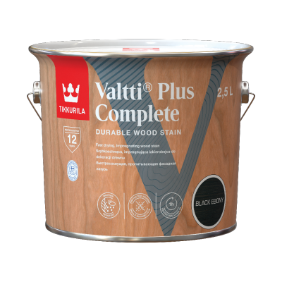 Tikkurila Lakierobejca 2,5L BLACK EBONY czarny Valtti Plus Complete szybkoschnąca impregnująca