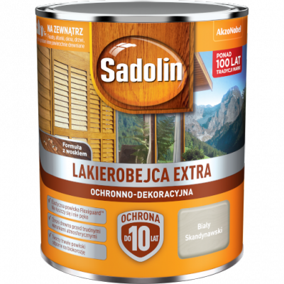 Sadolin Extra lakierobejca 0,75L BIAŁY SKANDYNAWSKI PÓŁMAT do drewna fasad domków okien drzwi