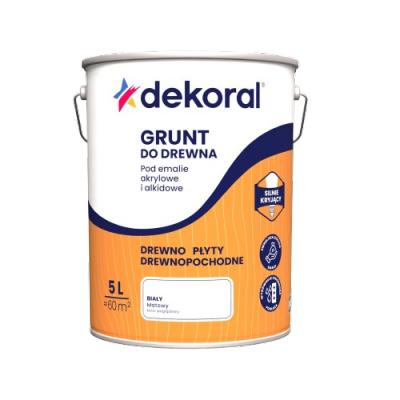 Dekoral Grunt Do Drewna 10L BIAŁY podkład emalia farba podkładowa ftalowa biała gruntomal