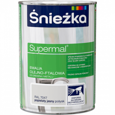 Śnieżka Olejna POPIELATY JASNY RAL7047 szara 0,8L Supermal farba olejno-ftalowa drewna metalu emalia połysk