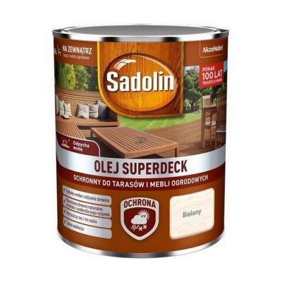 Sadolin Superdeck olej 0,75L BIELONY do drewna tarasów mebli ogrodowych mat
