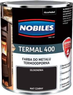 Nobiles Termal 400 CZARNY 0,7L termoodporna farba silikonowa MAT czarna
