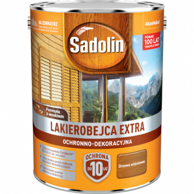 Sadolin Extra lakierobejca 5L DRZEWO WIŚNIOWE 88 PÓŁMAT do drewna fasad domków okien drzwi