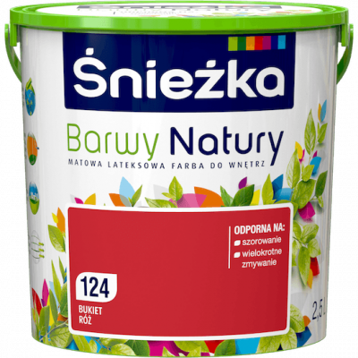 Śnieżka Barwy Natury 2,5L Bukiet Róż 124 mat farba do wnętrz ścian sufitów emulsja