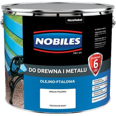 Nobiles olejna 10L BIAŁY biała Ftalonal farba olejno-ftalowa drewna metalu betonu emalia