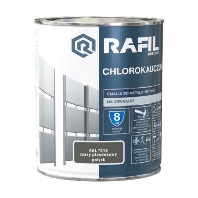 Rafil Chlorokauczuk 0,75L Szary Plandekowy RAL7010 szara farba metalu betonu emalia chlorokauczukowa