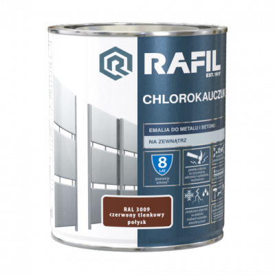 Rafil Chlorokauczuk 0,75L Czerwony Tlenkowy RAL3009 farba metalu betonu emalia chlorokauczukowa