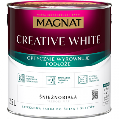 MAGNAT Creative White 2,5L Farba Biała Antyrefleksyjna Matowa do ścian i sufitów