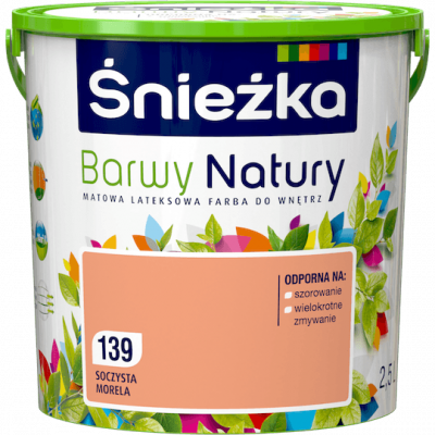 Śnieżka Barwy Natury 2,5L Soczysta Morela 139 mat farba do wnętrz ścian sufitów emulsja