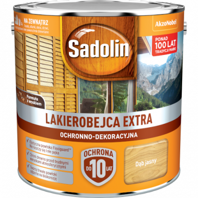 Sadolin Extra lakierobejca 2,5L DĄB JASNY 57 PÓŁMAT do drewna fasad domków okien drzwi