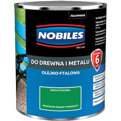 Nobiles olejna 0,7L ZIELONY TRAWIASTY zielona Ftalonal farba olejno-ftalowa drewna metalu betonu emalia