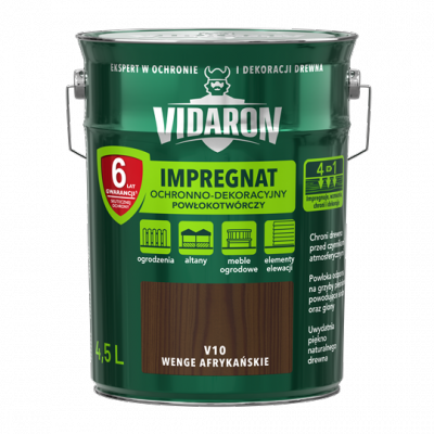 Vidaron Impregnat 4,5L V10 Wenge Afrykańskie do drewna powłokotwórczy ochronny ogrodzeń altan elewacji ochronny