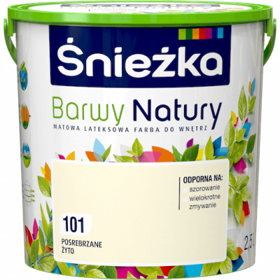 Śnieżka Barwy Natury 2,5L Posrebrzane Żyto 101 mat farba do wnętrz ścian sufitów emulsja
