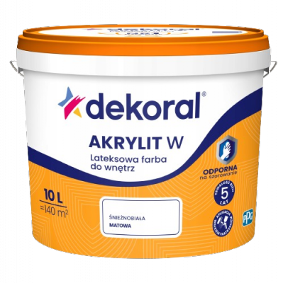 Dekoral Akrylit W PLUS 10L BIAŁY farba lateksowa biała odporna na szorowanie emulsja - TYLKO ODBIÓR OSOBISTY LUB WYSYŁKA NA PALECIE