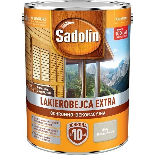 Sadolin Extra lakierobejca 10L BIAŁY SKANDYNAWSKI drewna