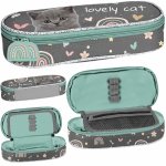 KOTEK PIÓRNIK DLA DZIEWCZYNY Z KOTKIEM SZKOLNY OTWIERANY Z KLAPKĄ CATS PASO