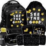 SMILEY PLECAK SZKOLNY DO 1 KLASY EMOTIKONY KOMPLET 5w1 BUŹKI EMOTKI PASO