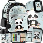 PANDA MIŚ PLECAK KOMPLET 5 ele. SZKOLNY DZIEWCZĘCY DO 1 KLASY Z MISIEM