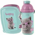Śniadaniówka Bidon Kot Kotek dla Dziewczynki zestaw 2w1