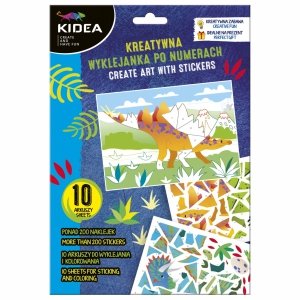 KREATYWNA WYKLEJANKA PO NUMERACH DINOZAURY ZESTAW KIDEA KOLOROWANKA