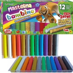 Plastelina Bambino 12 Kolorów Złota Srebrna Okrągła Brokatowa [001710]