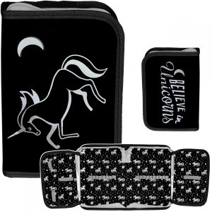 Czarny Piórnik Jednokomorowy Paso Unicorn [PP23OL-P001BW]