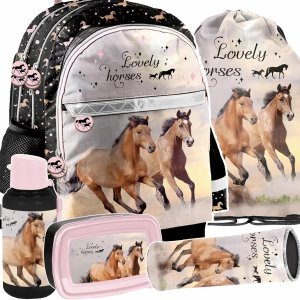 PLECAK KOŃ SZKOLNY ZESTAW 5el DO 1-3 KLASY PODSTAWÓWKI DZIEWCZĘCY KOŃ HORSE