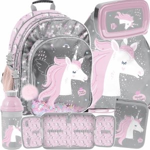 JEDNOROŻEC PLECAK SZKOLNY DO KLAS 1-3 PODSTAWÓWKI KOMPLET 5w1 UNICORN