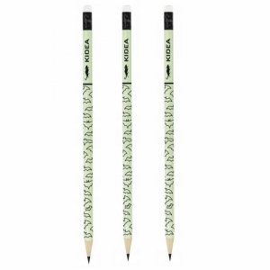 3szt. Ołówek Świecący w Ciemności Okrągły Szkolny Hb z Gumką Kidea [OSCKA]