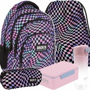KOMPLET 5w1 PLECAK SZKOLNY MŁODZIEŻOWY BACKUP DLA DZIEWCZYNY SZACHOWNICA