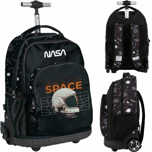 NASA PLECAK NA KÓŁKACH KOSMICZNY DLA CHŁOPAKA PASO SZKOLNY Z WYSUWANĄ RĄCZKĄ