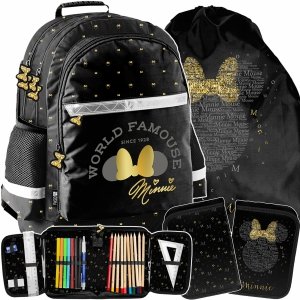 MYSZKA MINNIE PLECAK DISNEY SZKOLNY DO 1-4 KLAS PODSTAWÓWKI KOMPLET 3w1