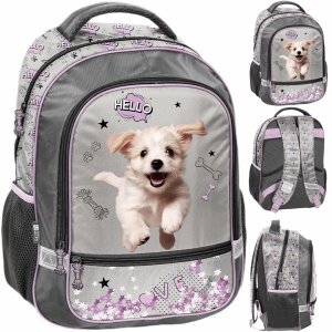 PLECAK SZKOLNY PIESEK DO 1 KLASY PODSTAWÓWKI KOTEK DZIEWCZĘCY Z PIESKIEM