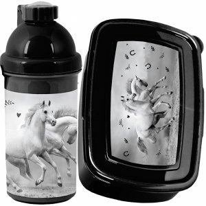 Konie zestaw 2w1 Bidon Śniadaniówka Dziewczęcy do Szkoły Podstawowej Horse