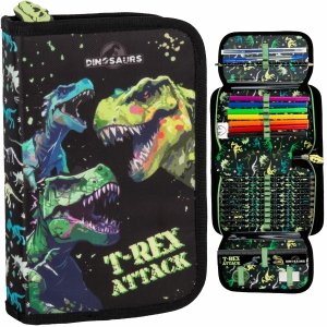 PIÓRNIK DINOZAURY SZKOLNY DO PODSTAWÓWKI DLA CHŁOPAKA Z WYPOSAŻENIEM T-REX