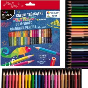 Kredki Trójkątne 48 Kolorów Kidea Dwustronne 24 szt [KTD48KKA]