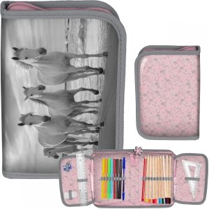 Nowoczesny Piórnik z Wyposażeniem Dziewczęcy z Konikami [PP21HO-001]